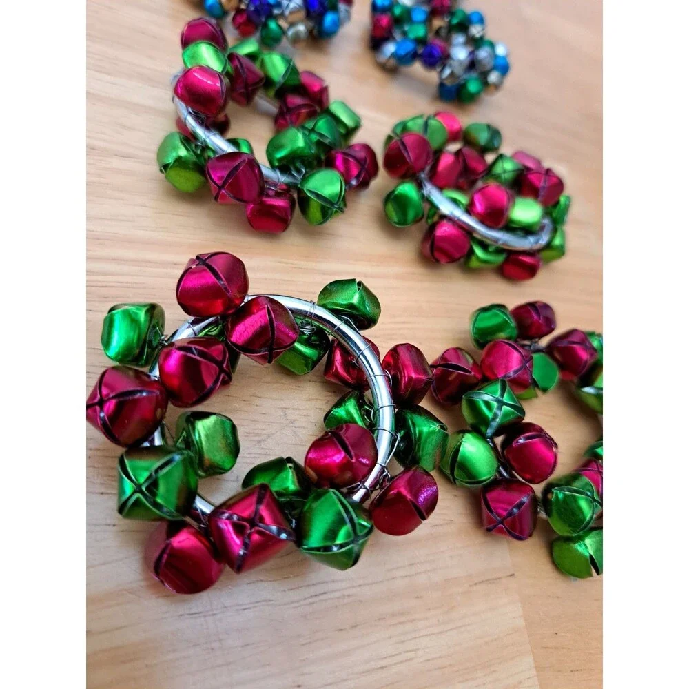 Pier 1 Jingle Bells Christmas Metal Napkin Rings 2 Sets of 4